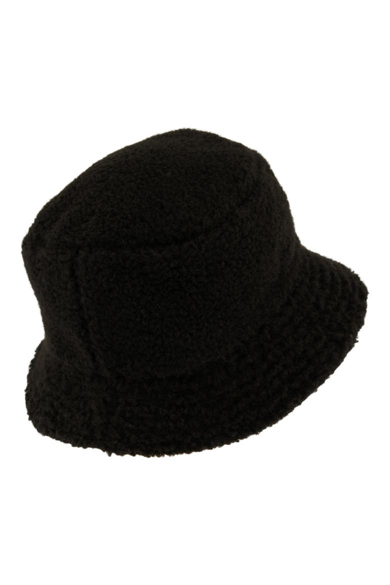 Reversible Teddy Fleece Bucket Hat, Alternate, color, BLACK WHITE