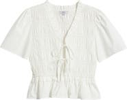 Rails Portia Smocked Ruffle Cotton Blend Crop Top