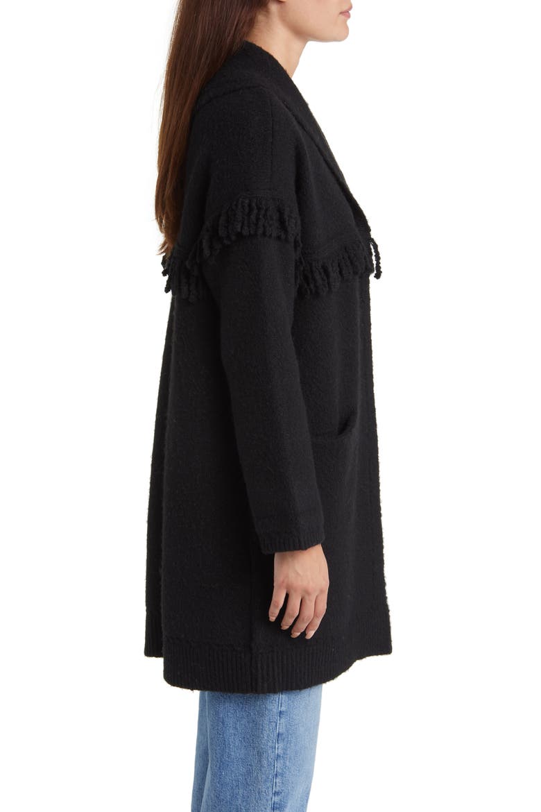 Fringe Yoke Cardigan, Alternate, color, BLACK