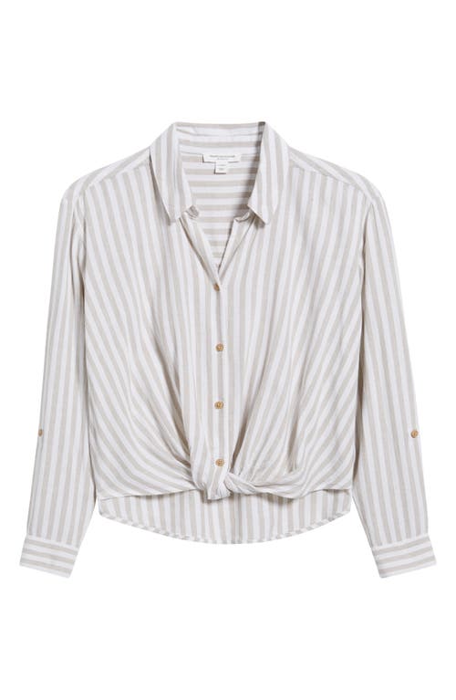 BEACHLUNCHLOUNGE BEACHLUNCHLOUNGE VIVICA STRIPE TWIST HEM BUTTON-UP SHIRT