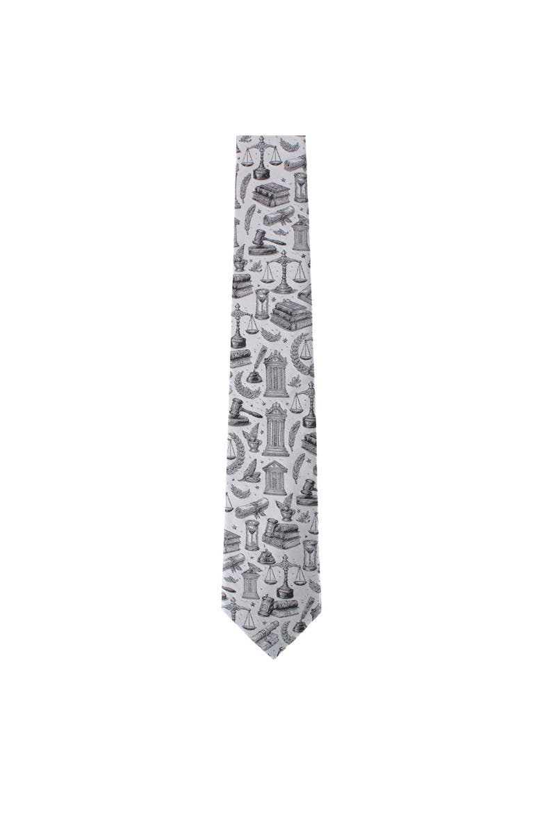 Esquire Law Silk Novelty Necktie, Alternate, color, Silver