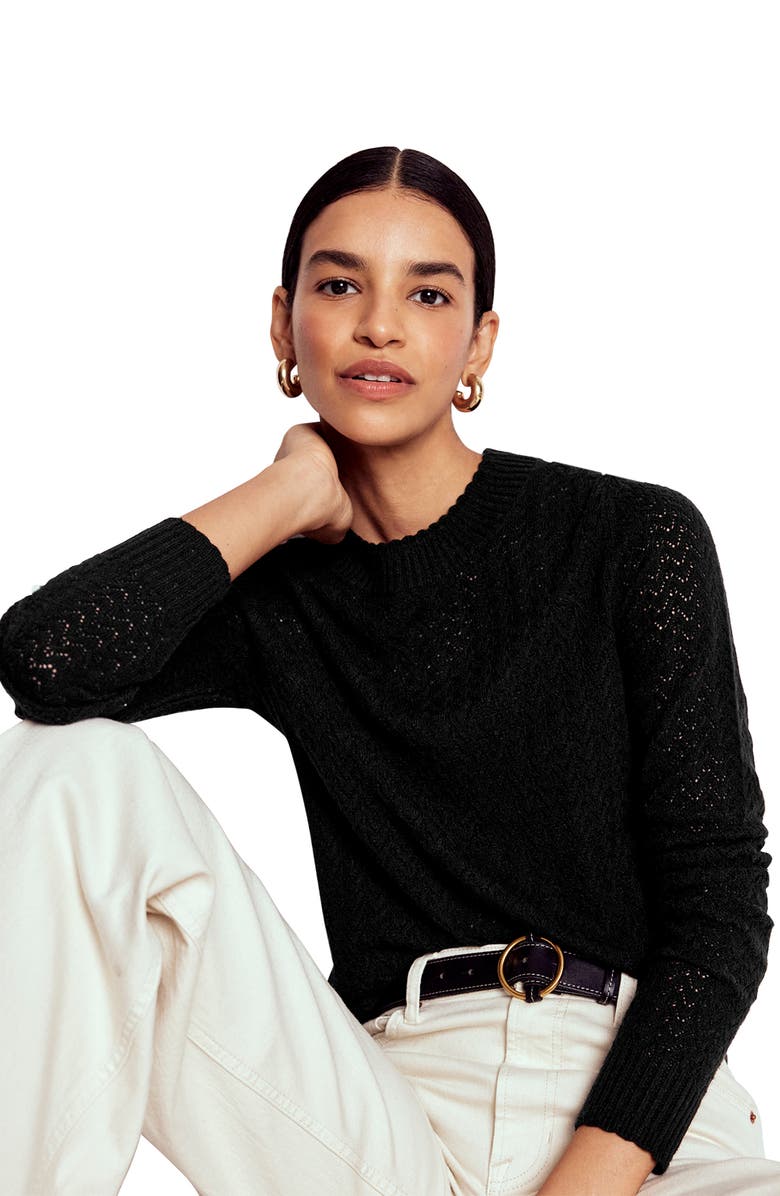 Boden Diane Pointelle Sweater, Alternate, color, Black