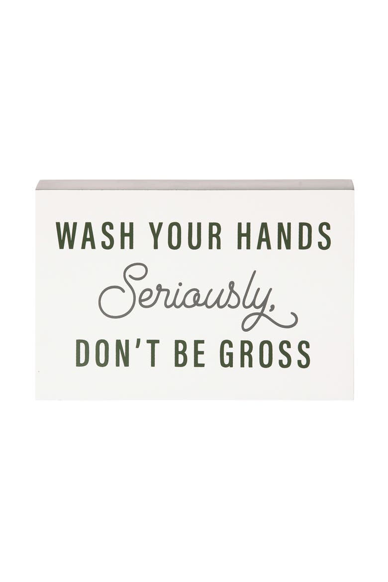 MDF Wash Your Hands. Block Decor Metal White, Main, color, White
