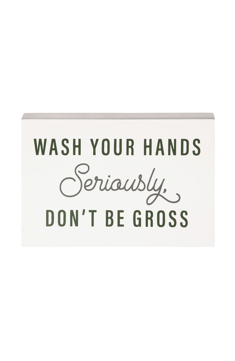 Totalee Gift MDF Wash Your Hands. Block Decor Metal White, Main, color, White