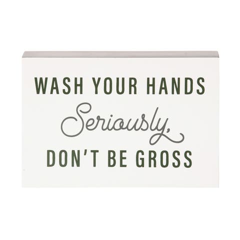 MDF Wash Your Hands. Block Decor Metal White