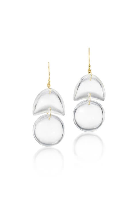 Rock Crystal Tiny Arp Drop Earrings