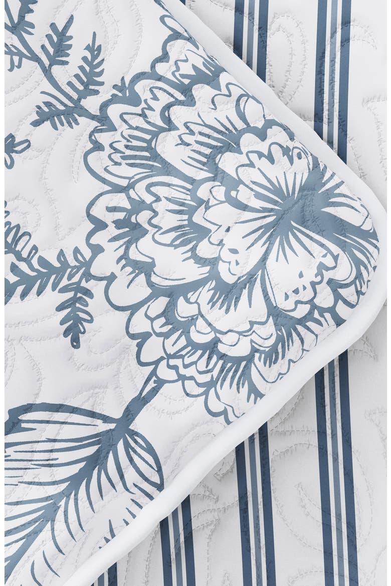 All Season Jacobean 3-Piece Down Alternative Reversible Quilt Set, Alternate, color, DUSK BLUE