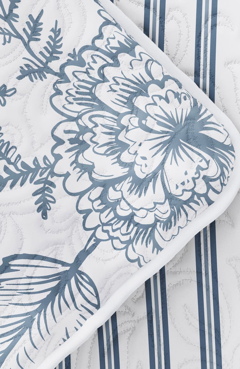 HOMESPUN All Season Jacobean 3-Piece Down Alternative Reversible Quilt Set, Alternate, color, Dusk Blue