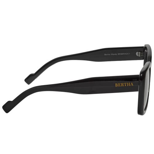 Bertha Ladies Black Rectangular Sunglasses Brsbr052c1 In Black/black