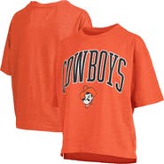 PRESSBOX Women's Pressbox Orange Oklahoma State Cowboys Nelson Arch Over Logo Waist Length Oversized Slub T-Shirt