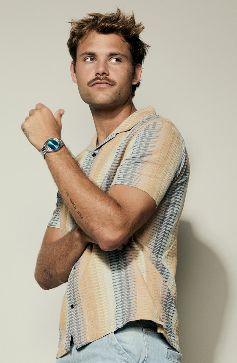 Nixon Time Teller Bracelet Watch, 37mm, Alternate, color, Silver / Byron Blue