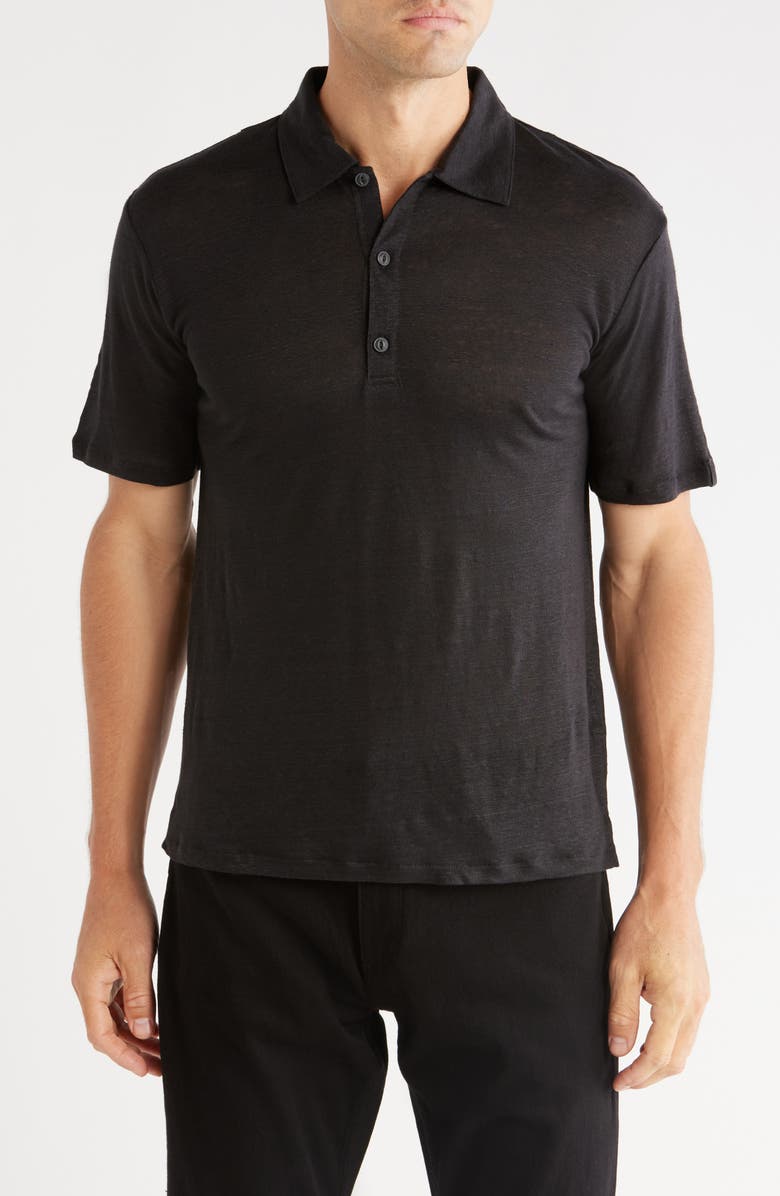 rag & bone Classic Fit Solid Slub Jersey Polo, Main, color, Black