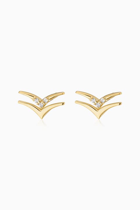 14K Yellow Gold Fly High Studs
