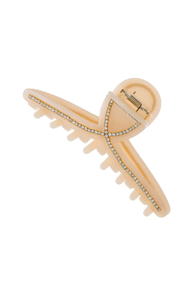 BY ADINA EDEN Rhinestone Loop Large Claw Clip, Alternate, color, Beige