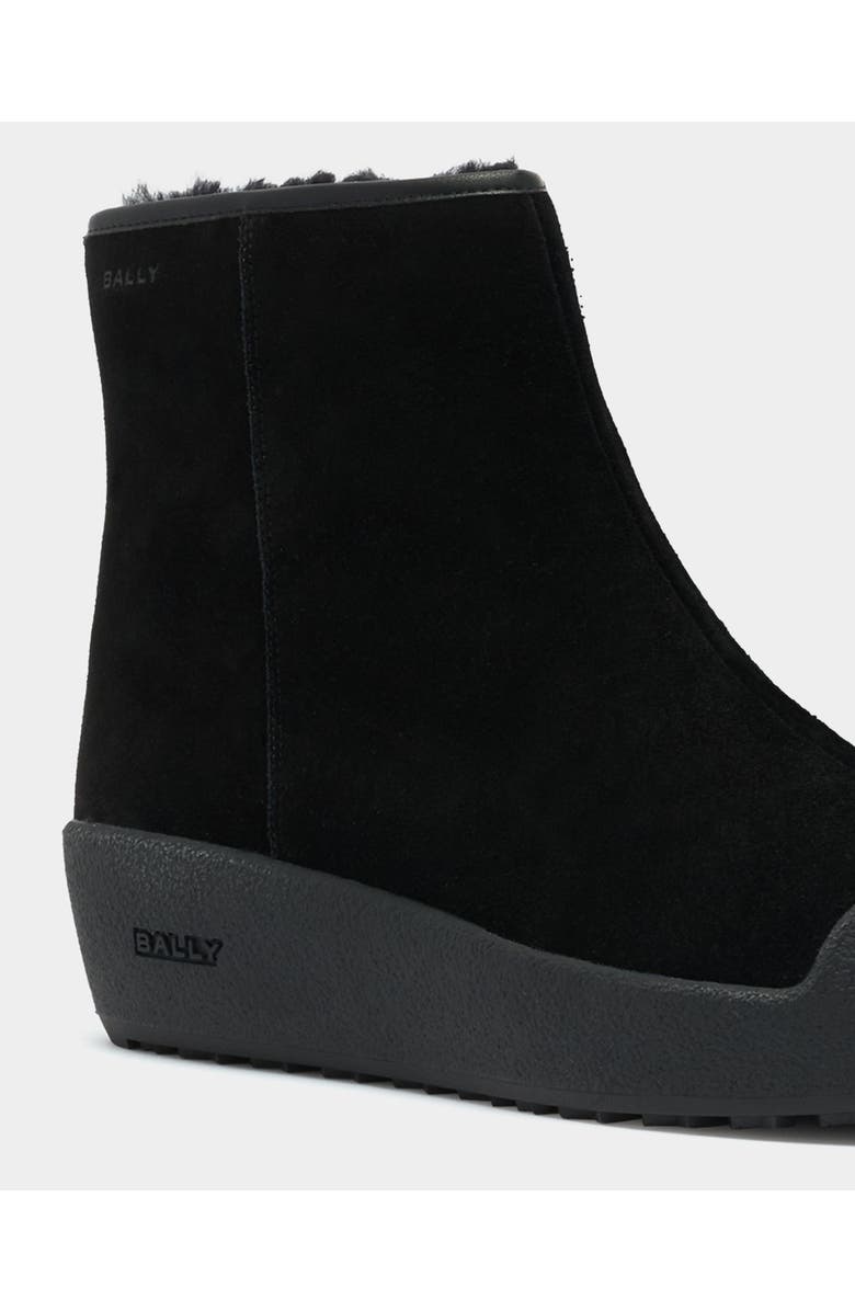 Bally Curling Bootie in Suede with Lamb Fur Lining, Alternate, color, Black