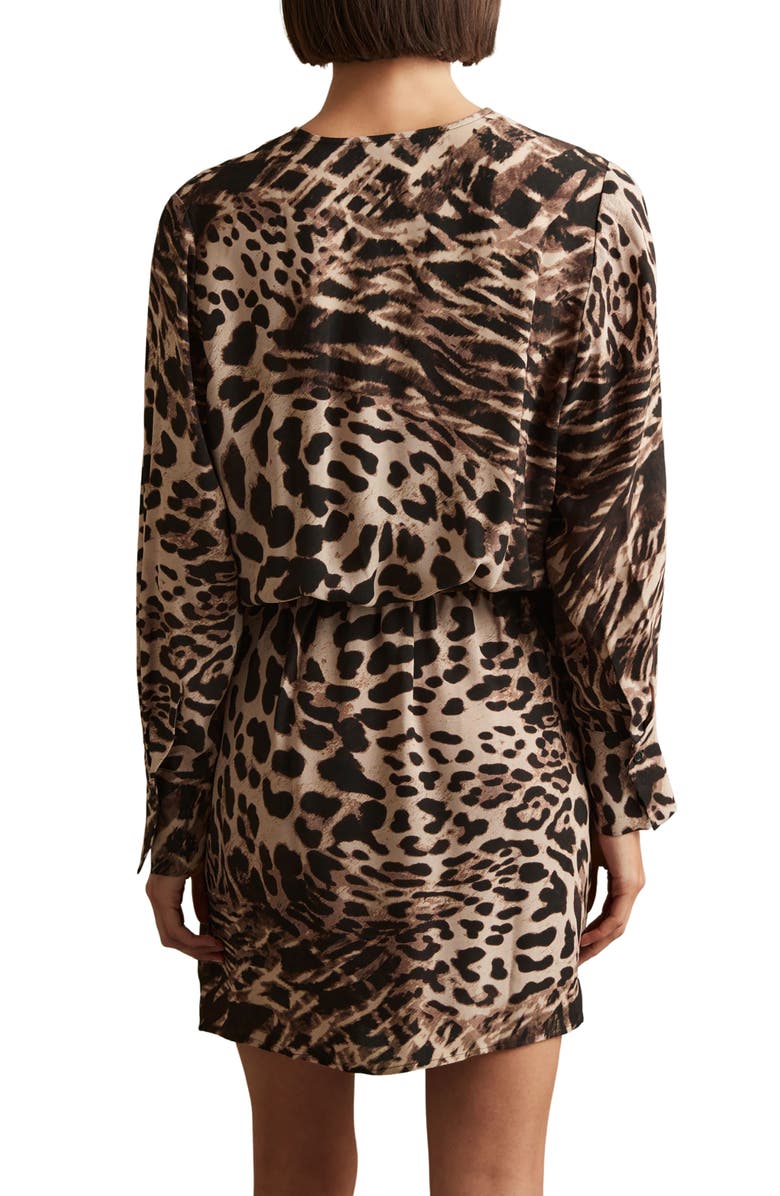 Reiss Zamera Long Sleeve Wrap Minidress, Alternate, color, Neutral/ Brown