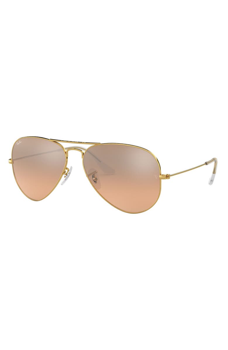 Ray-Ban Small Original 55mm Aviator Sunglasses, Alternate, color, Pink/ Brown