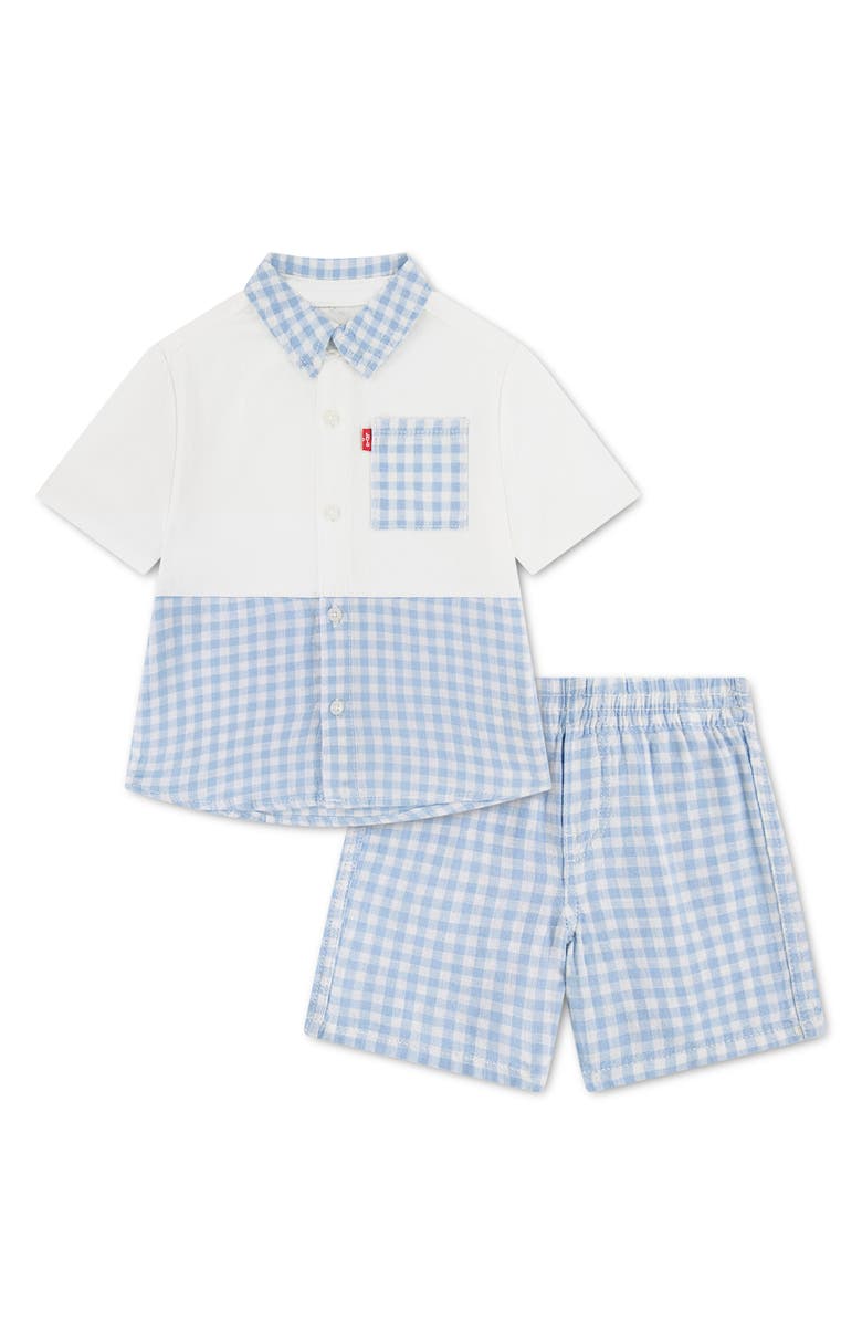 Levi's Gingham Check Shirt & Shorts Set, Main, color, Chambray Blue