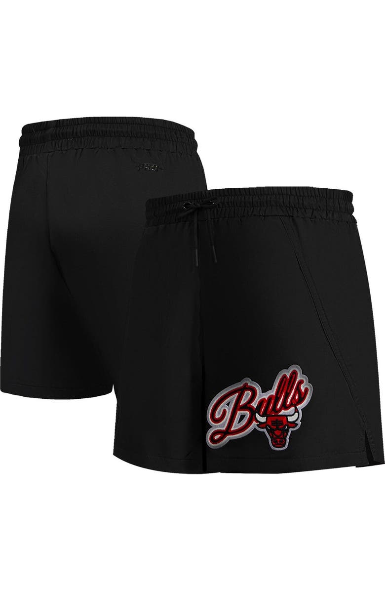 PRO STANDARD Women's Pro Standard Black Chicago Bulls Script Woven Shorts, Main, color, Black