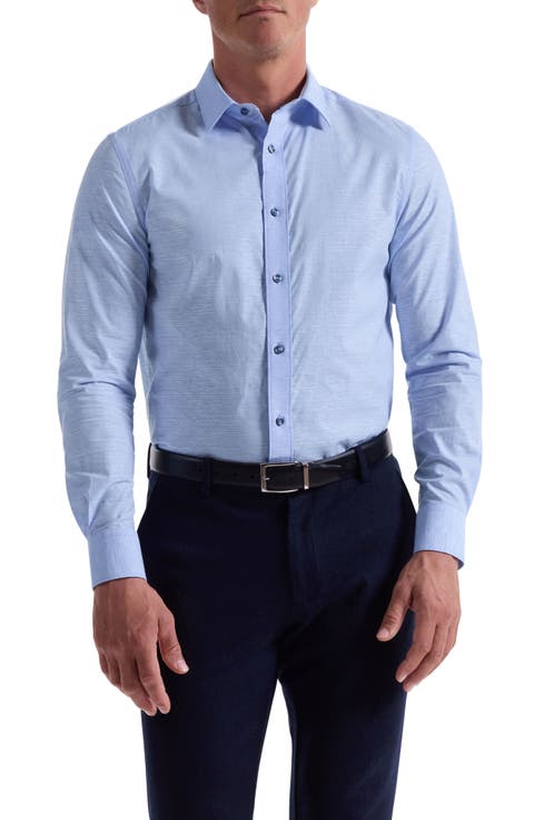 Julian Shaped Fit Abstract Stripe Stretch Cotton Button-Up Shirt