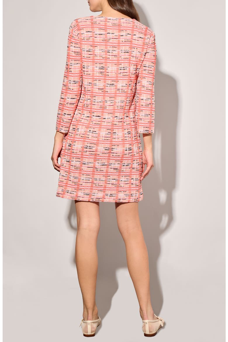 Plaid Knit Sheath Dress, Alternate, color, SUNKIST CORAL/ MULTI