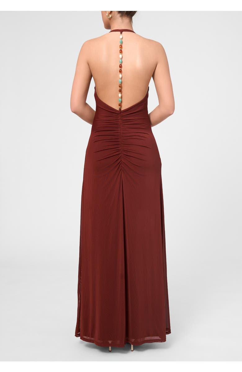 RACHEL Rachel Roy Sabella Mesh Halter Maxi Dress, Alternate, color, Dark Red