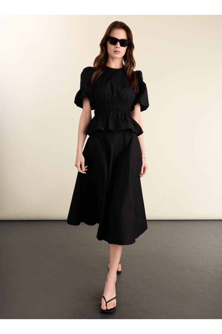 Loretta Organic Cotton Midi Skirt, Alternate, color, Caviar Black