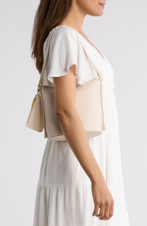 Tahari Carmine Zip Top Bucket Bag In Natural