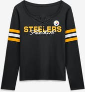 FANATICS Women's Fanatics Black Pittsburgh Steelers Team First Coverage Scheme Lace-Up Long Sleeve T-Shirt