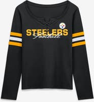 FANATICS Women's Fanatics Black Pittsburgh Steelers Team First Coverage Scheme Lace-Up Long Sleeve T-Shirt