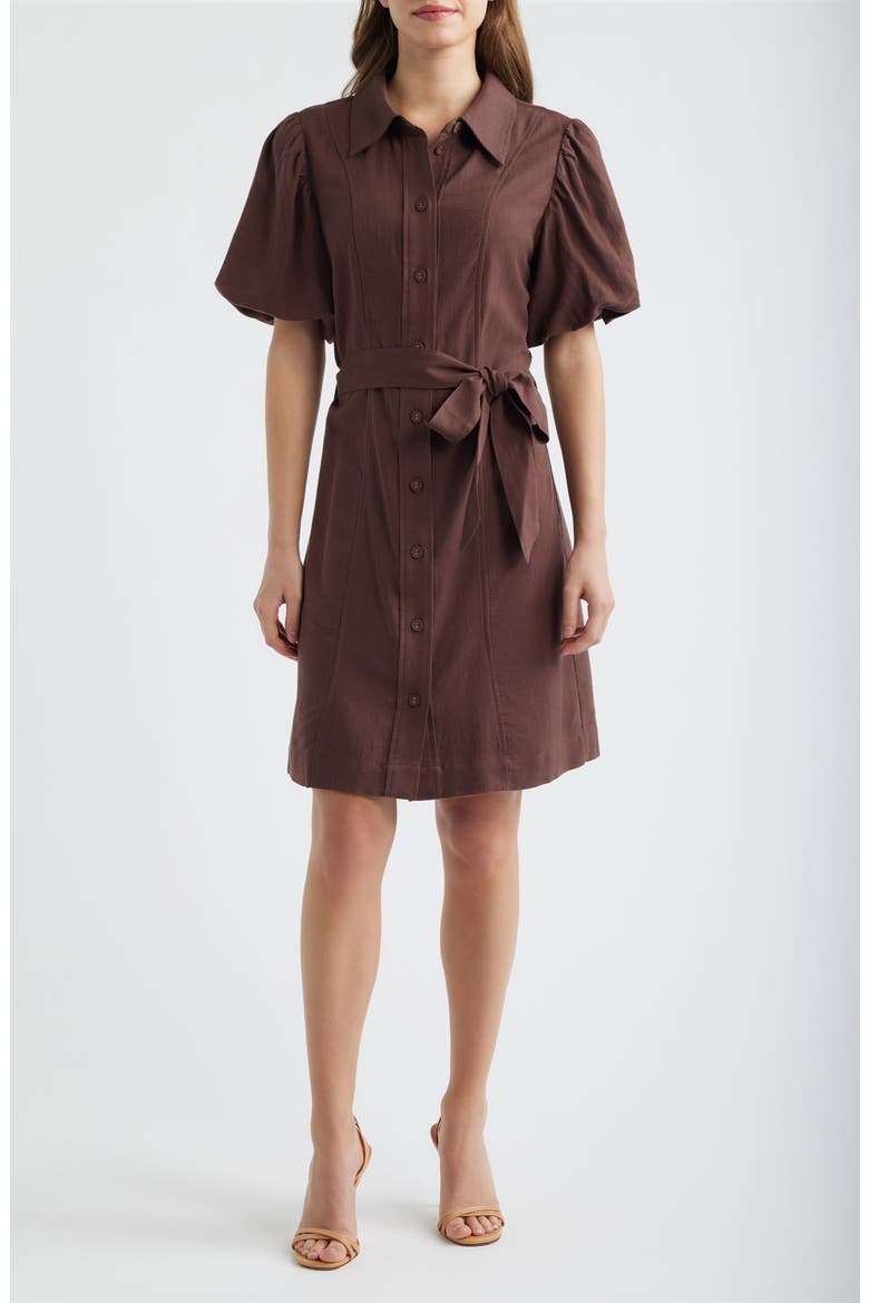 Lenni Button Front Minidress, Main, color, CHOCOLATE
