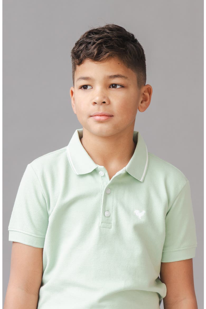 Kids' Organic Short Sleeve Knit Pique Polo Shirt, Alternate, color, Soft Green