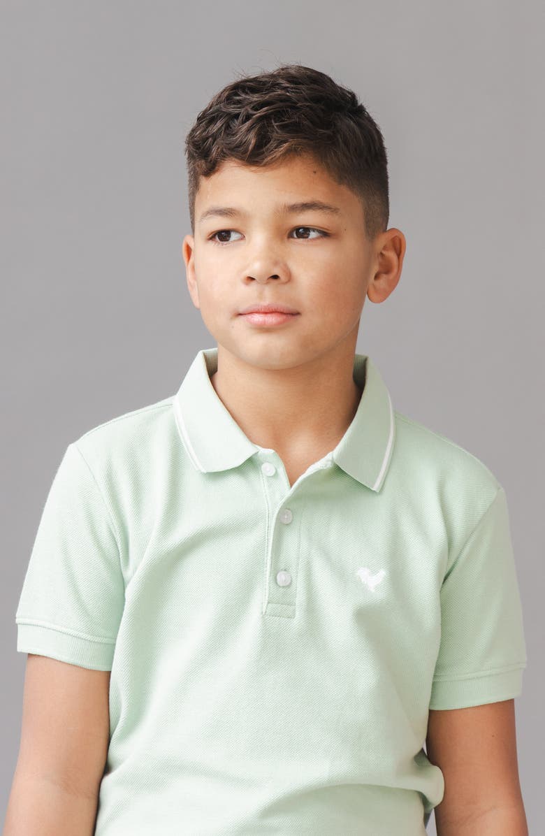 Hope & Henry Kids' Organic Short Sleeve Knit Pique Polo Shirt, Alternate, color, Soft Green