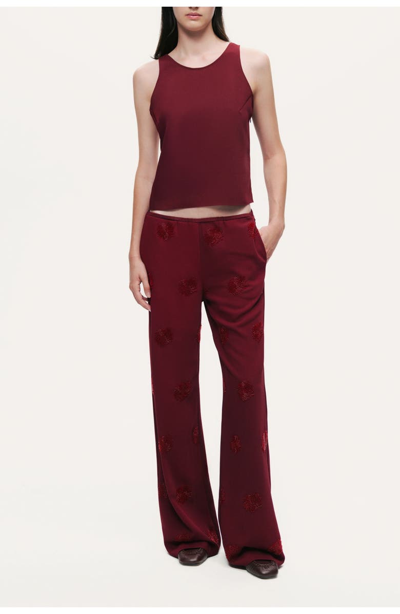 Nocturne Minimalist Sleeveless Crepe Top, Main, color, Burgundy