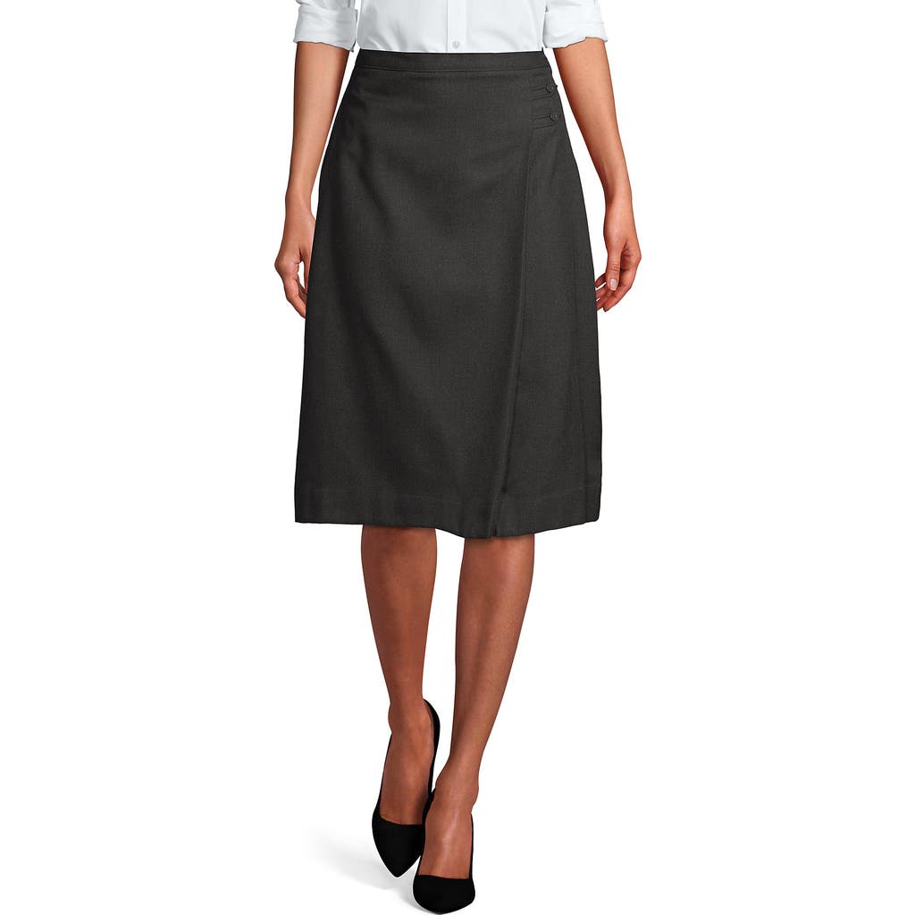 Lands' End School Uniform Solid A-line Skirt Below The Knee In Black