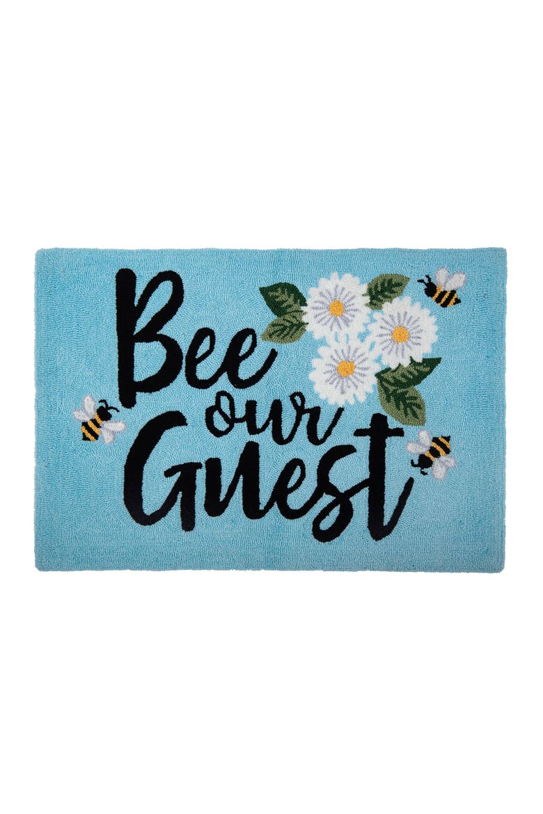 Bee Our Guest Indoor Rug, Main, color, Blue
