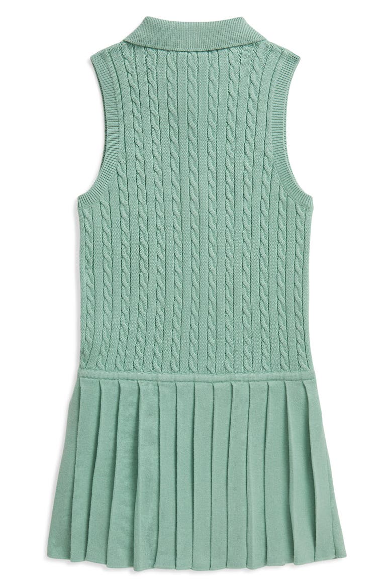 Kids' Cotton Cable Polo Sweater Dress, Alternate, color, CELADON