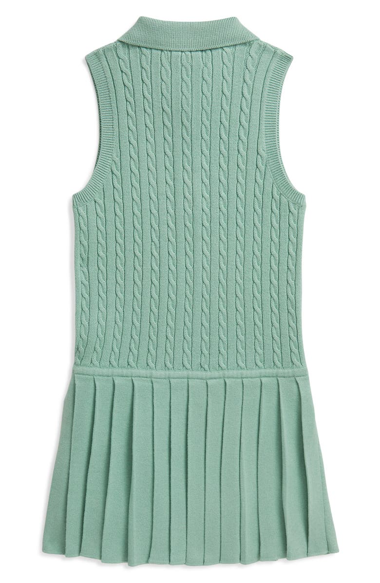 Polo Ralph Lauren Kids' Cotton Cable Polo Sweater Dress, Alternate, color, Celadon