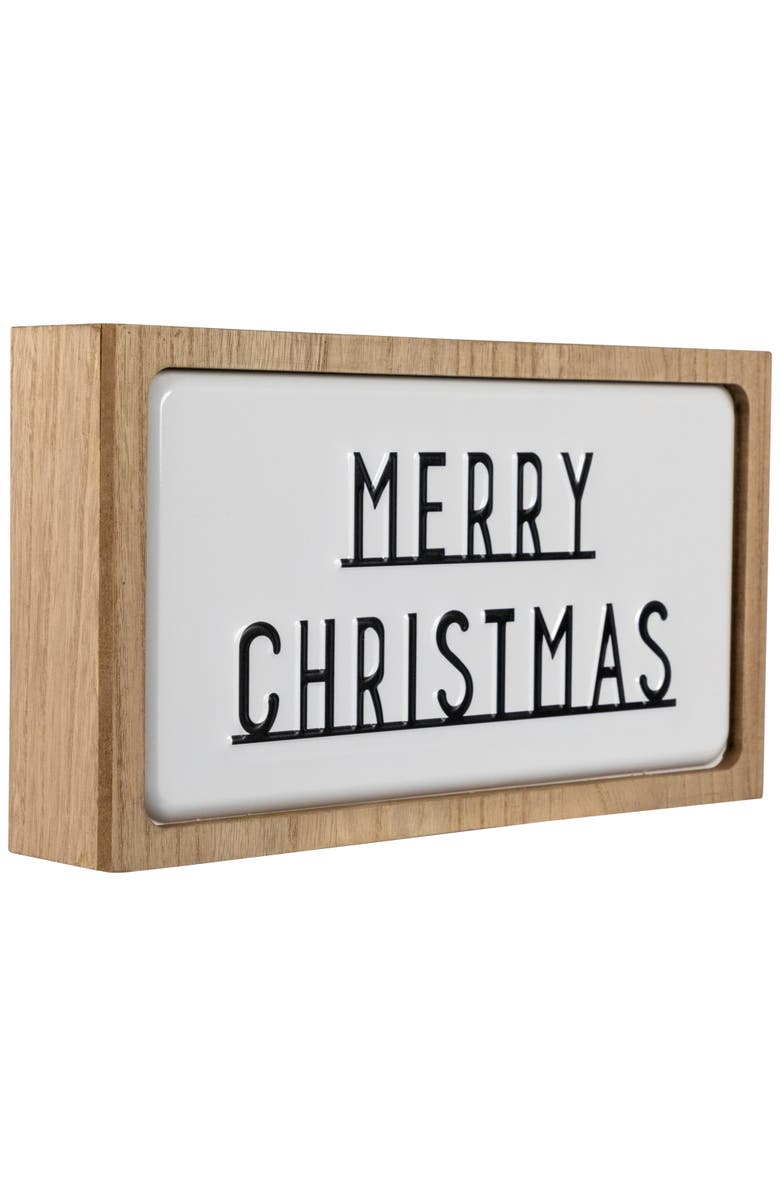 Northlight 3D Wooden Merry Christmas Decoration - 13" - White and Black, Alternate, color, 