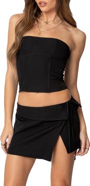 EDIKTED Selena Lace-Up Strapless Corset Top