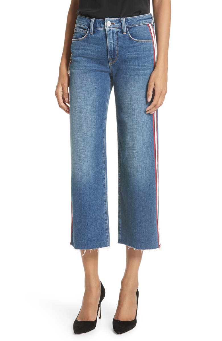 L'AGENCE Danica Side Stripe Crop Wide Leg Jeans, Main, color,