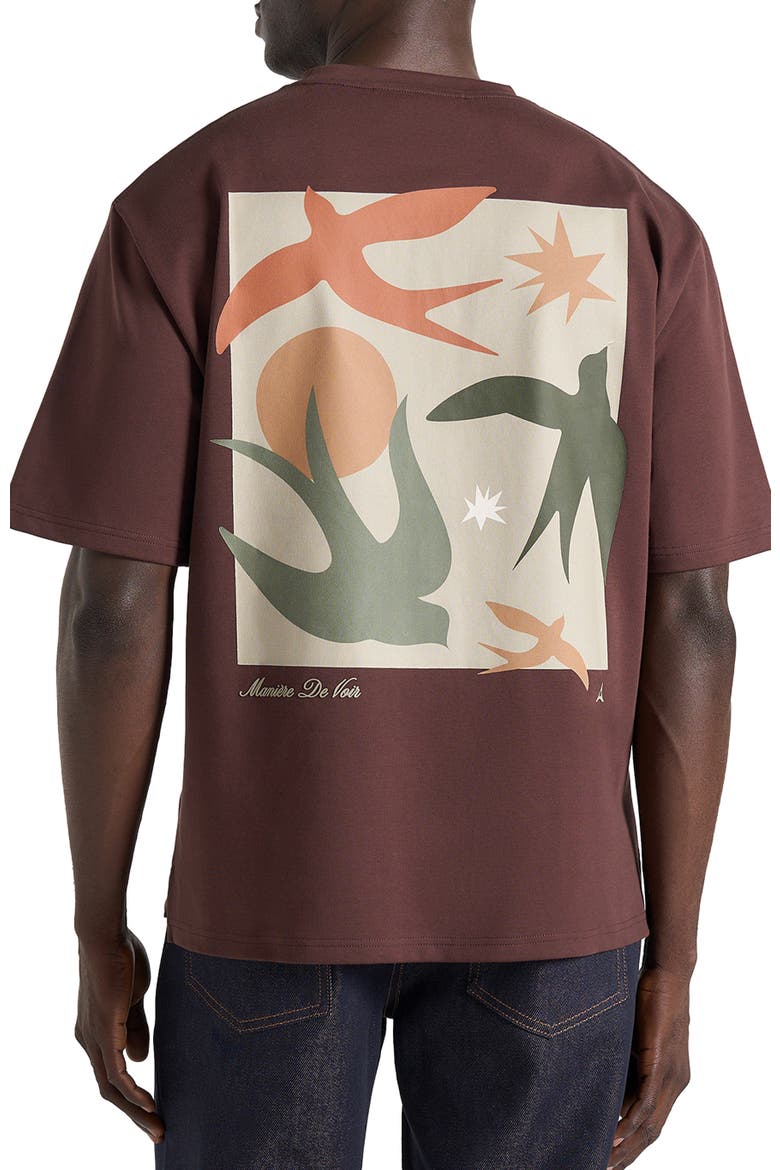 Thibault Bird Detail Cotton T-Shirt, Alternate, color, Brown
