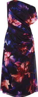 City Chic Vivid Floral One-Shoulder Maxi Dress