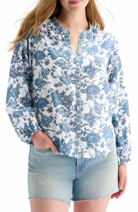 Lucky Brand Floral Balloon Sleeve Button-Up Shirt