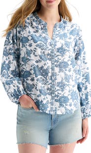 Lucky Brand Floral Balloon Sleeve Button-Up Shirt