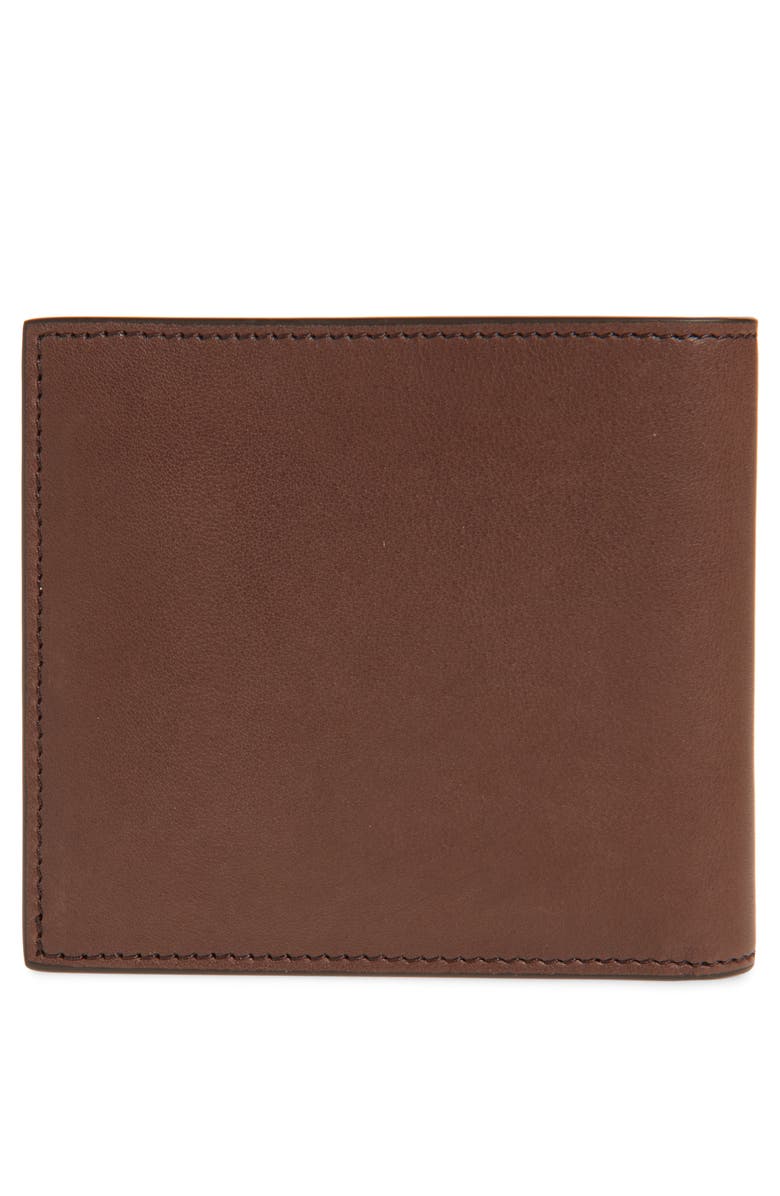 Thom Browne Full Grain Leather Bifold Wallet, Alternate, color, Dark Brown