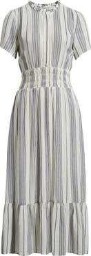 Rails Brent Stripe Smocked Waist Midi Dress
