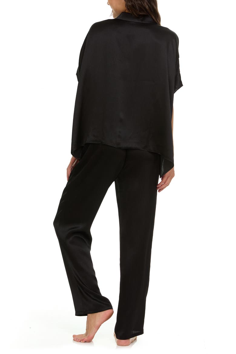 Allesandra Satin Charmeuse Pajamas, Alternate, color, BLACK