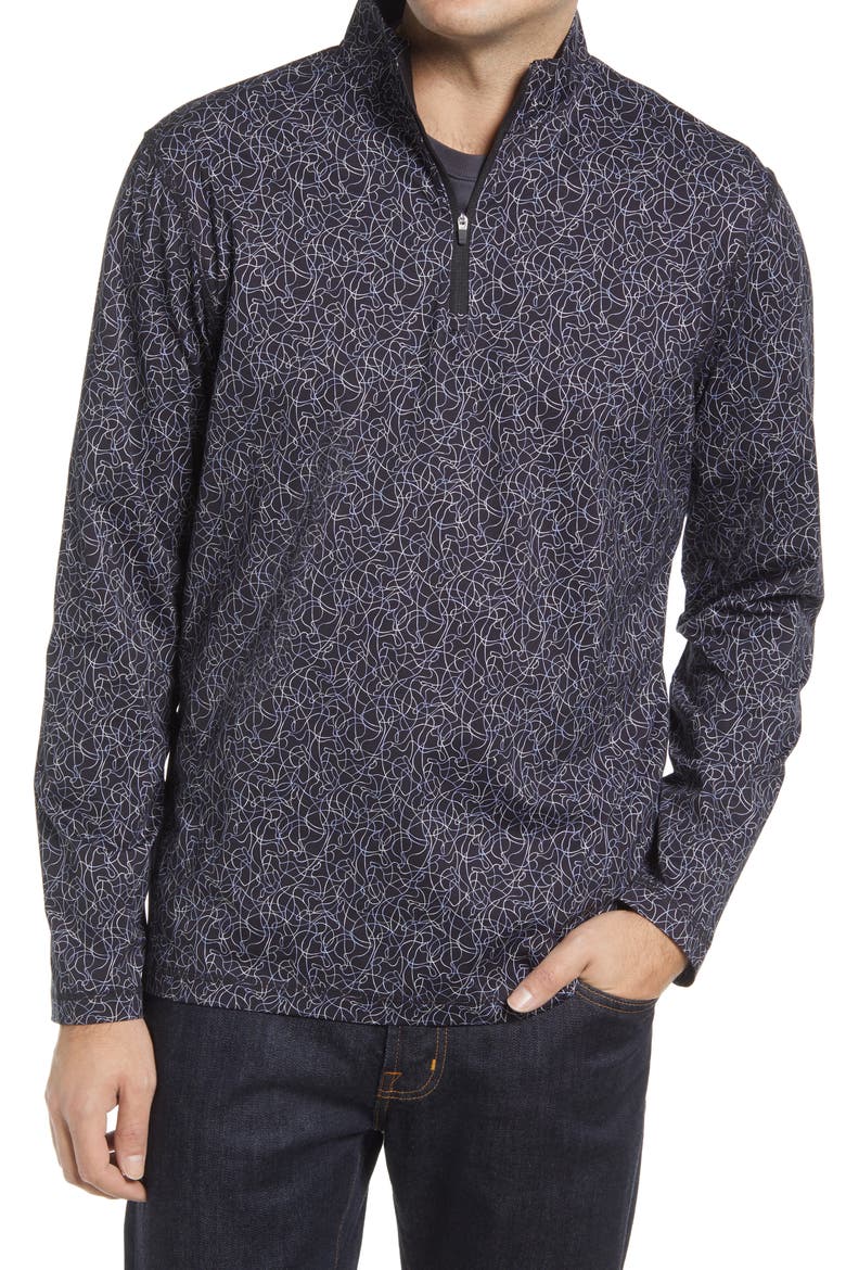 OoohCotton® Quarter Zip Pullover, Main, color, BLACK