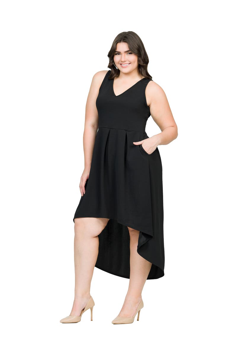 24seven Comfort Apparel High Low Party Dress with Pockets, Alternate, color, Black